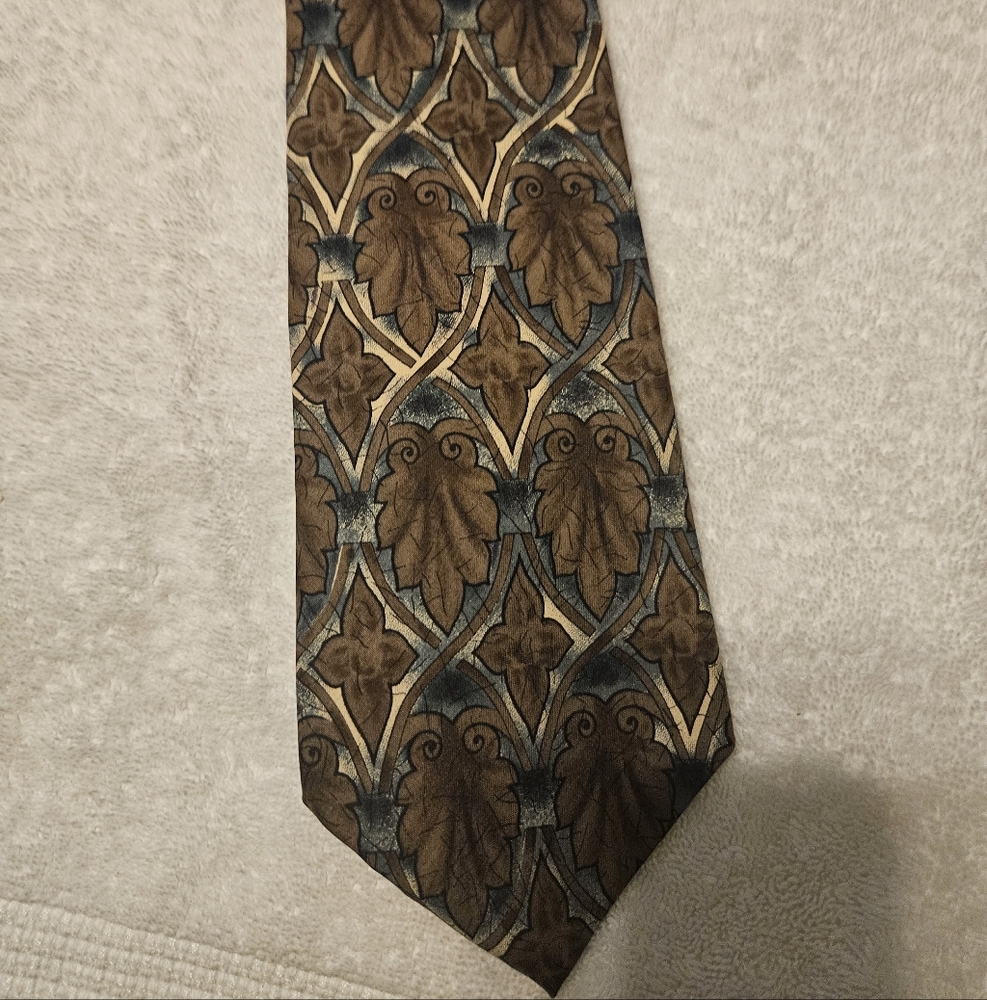 Elegant Brown Silk Patterned Men's Tie By Monsieur Givenchy